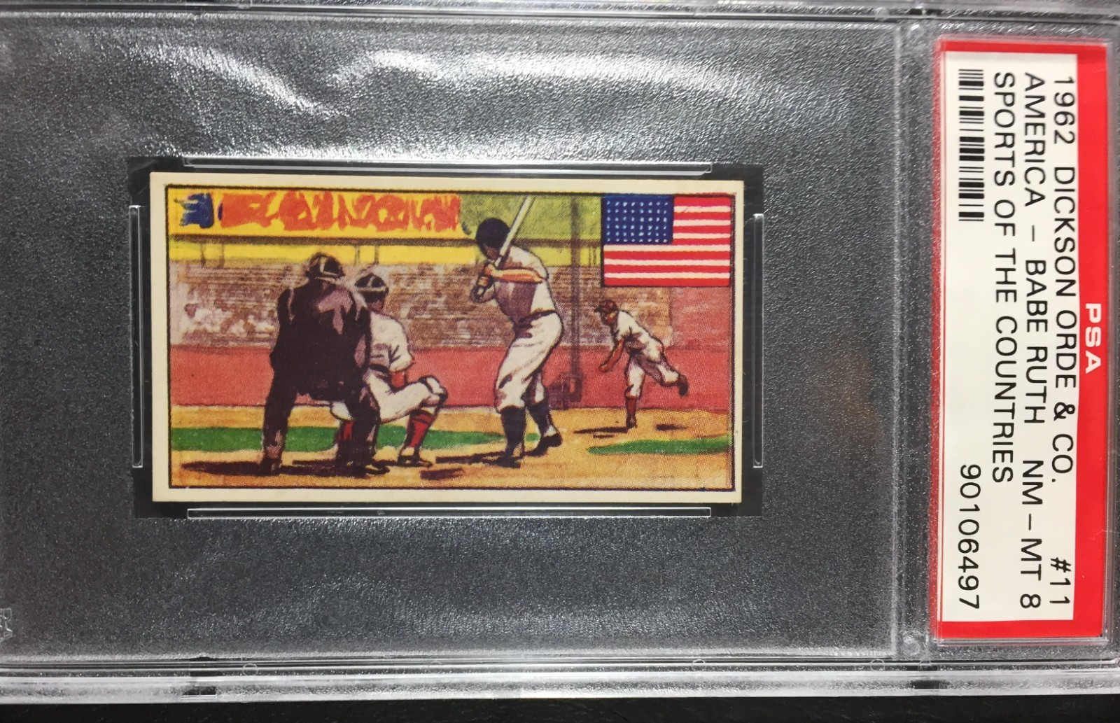 1962 Dickson-Orde BABE RUTH Sports of the Countries #11 America PSA 8 view 1