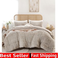 Fluffy Queen Comforter Set, Faux Fur Comforter Set Queen Size, Luxury Fuzzy B...