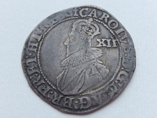 A702- Charles I Silver Hammered Shilling. 1625-26 Cross Calvary Mintmark Group B
