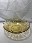 Pair Vtg Federal Amber Glass Serving Bowls Sharon Cabbage Rose 10” Depression