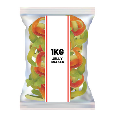  Jelly Snake, Fruchtgeschmack, Großpackung, 1 kg, perfekt für Partys und Sharing