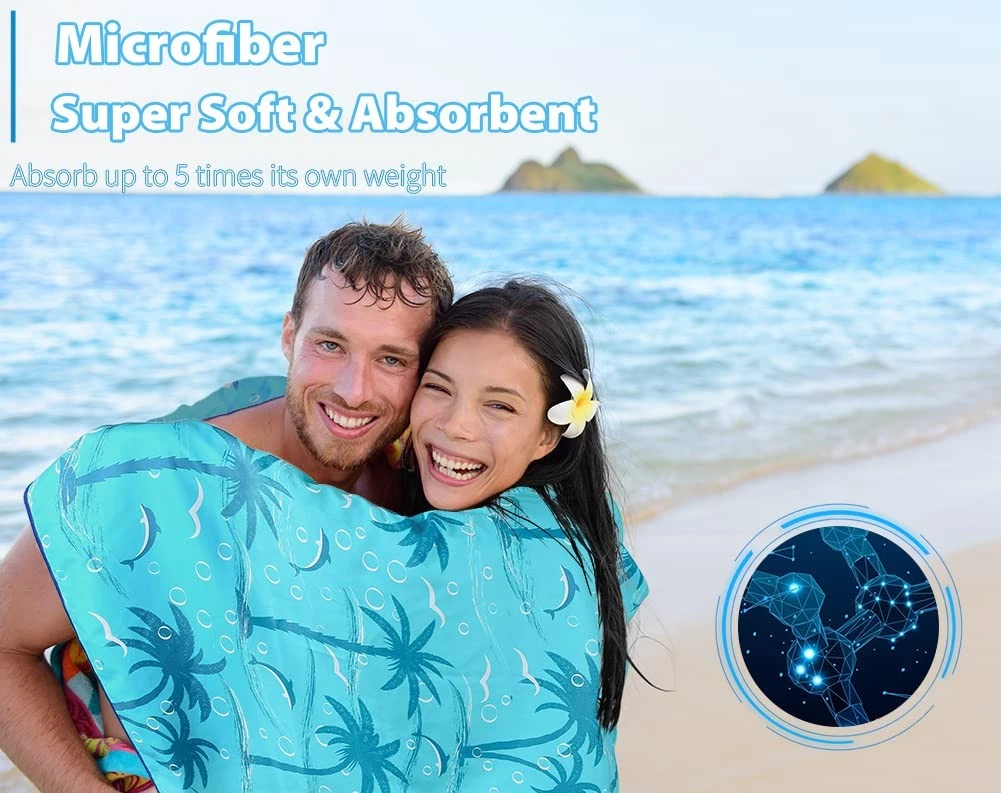 2 Pack Microfiber Lightweight Beach Towel 71"x32" Oversized Extra Large Thin ...