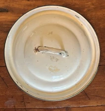 Antique White Metal Pan Lid with Handle 9"