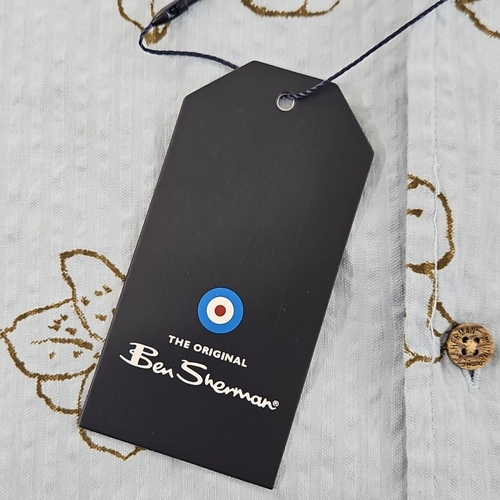 NEU Ben Sherman kurzärmliges Hemd Herren XL blau Blumen strukturiert neu mit Etikett UVP $ 100 - Bild 8 von 17
