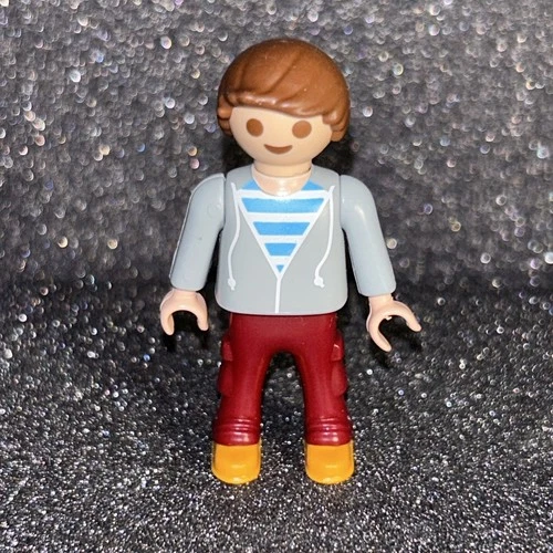 Vintage Geobra Playmobil Boy Child Figure With Hoodie G530