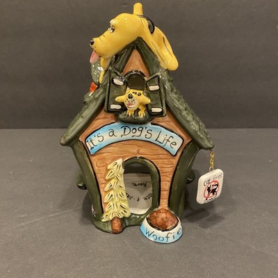 Blue Sky Clayworks It's a Dog's Life Heather Goldminc T-lite Candle Holder READ*
