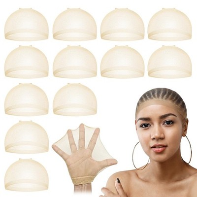 Perückenkappe transparent 12 Stück Beige dehnbar Wig Cap Haarnetz Haarstyling