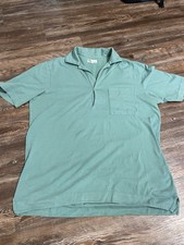 Doppiaa Aadeo Open Collar Polo Shirt Turquoise M Garment Dyed Sun Washed Italy