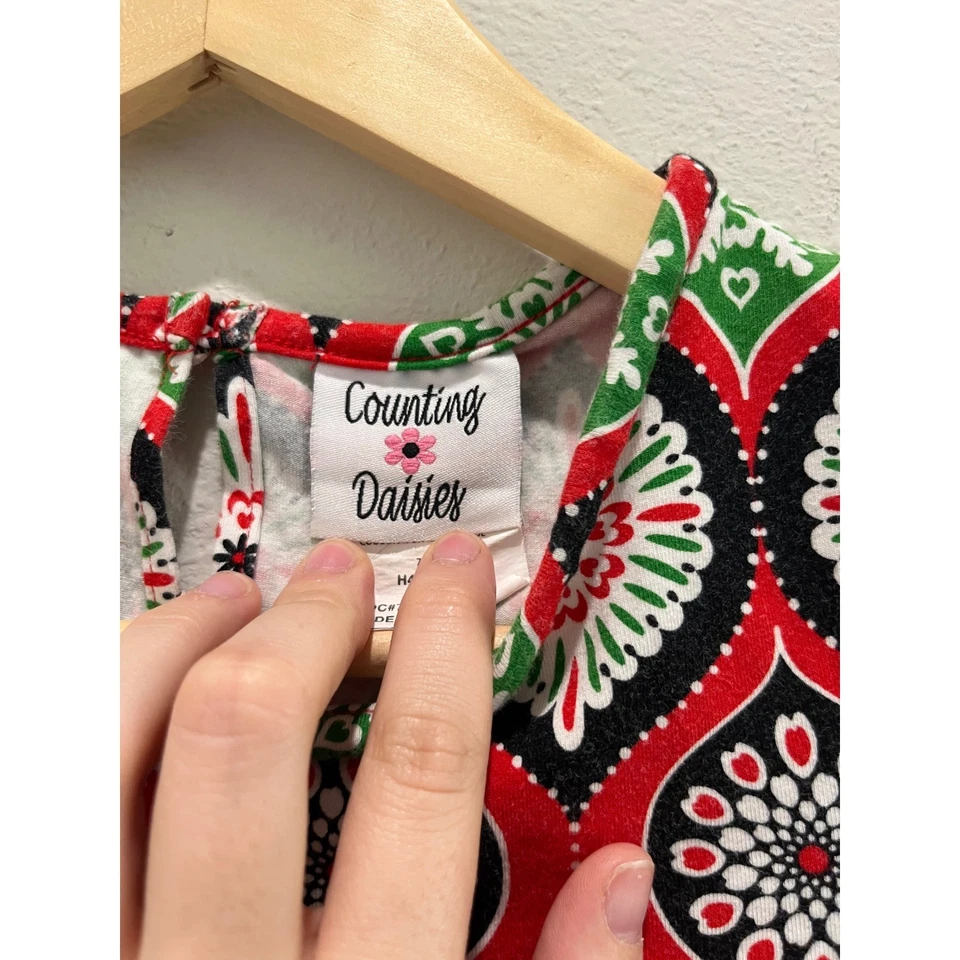 Vestido Boutique Contando Margaritas Niñas Navidad Vacaciones Estampado Manga Campana Talla 8 Foto 3 de 4