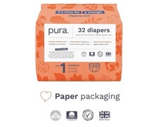 Pura Hypoallergenic Diapers, Size 1 4-11 Lbs , Newborn.
