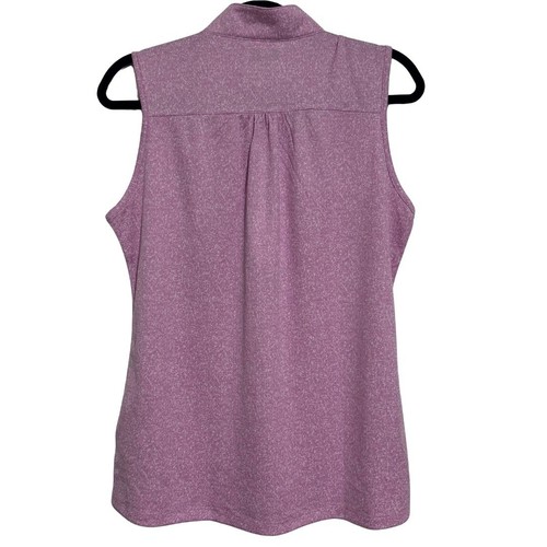 GREG NORMAN Heathered Dot Sleeveless Knit Polo Tank Golf Blouse Purple NWT Large - Picture 4 of 7