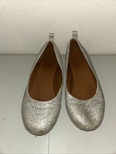 Girls Size 1 Silver Slip On Slippers