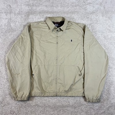 Vintage Polo Ralph Lauren Harrington Jacket Beige Plaid Lined size 