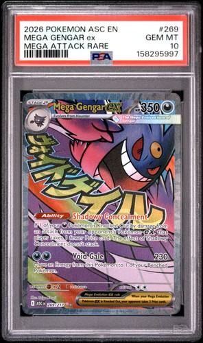 2026 POKEMON ASC EN-ASCENDED HEROES MEGA ATTACK RARE #269 MEGA GENGAR EX PSA 10