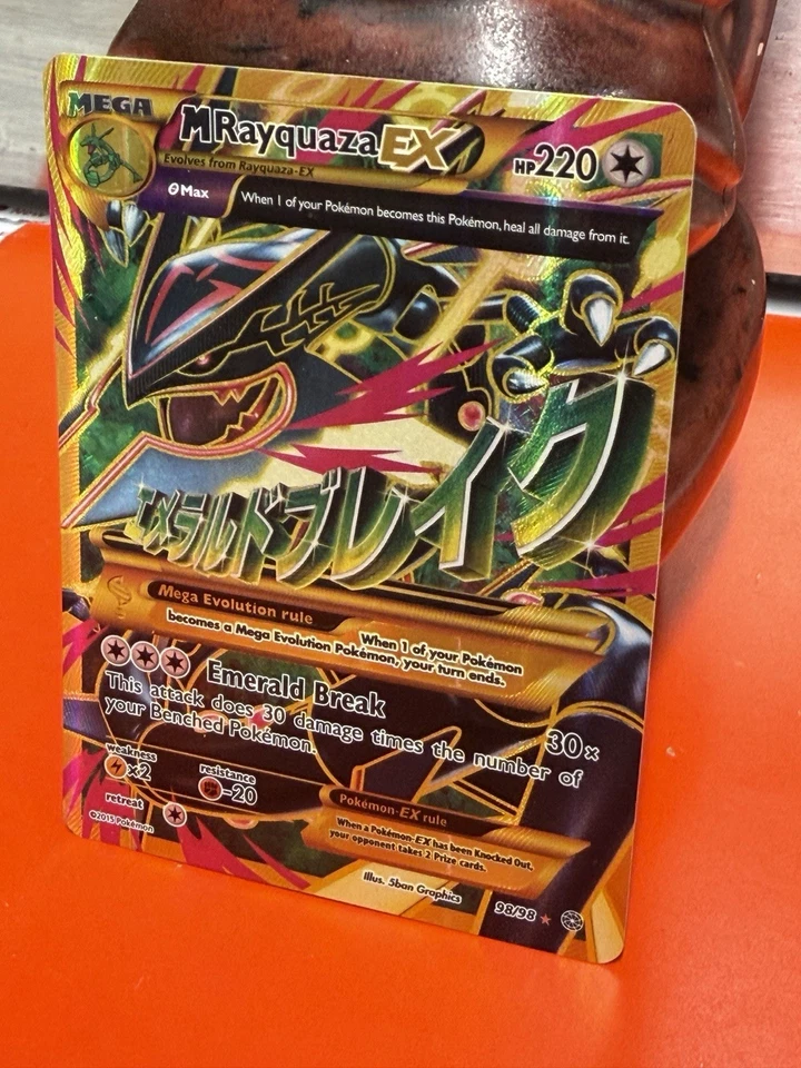 Pokemon 2015 M Rayquaza EX Brillante Arte Completo Holo Tarjeta 98/98 Foto 3 de 4
