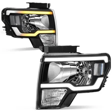 Headlights For 09-14 Ford F150 Sequential LED DRL Switchback Signal Headlamp