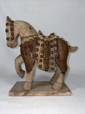 Vintage Spanish War Horse Hand Carved 10 1/2" x 11" x 3 1/2"