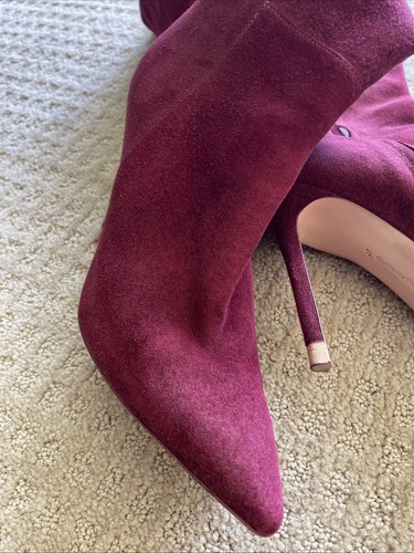 Stivali stiletto Gianvito Rossi bordeaux scamosciati sopra il ginocchio OTK - Foto 3 di 7