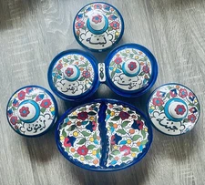 Breakfast Set with divided plate Ceramic Handmade and HandPainted made in