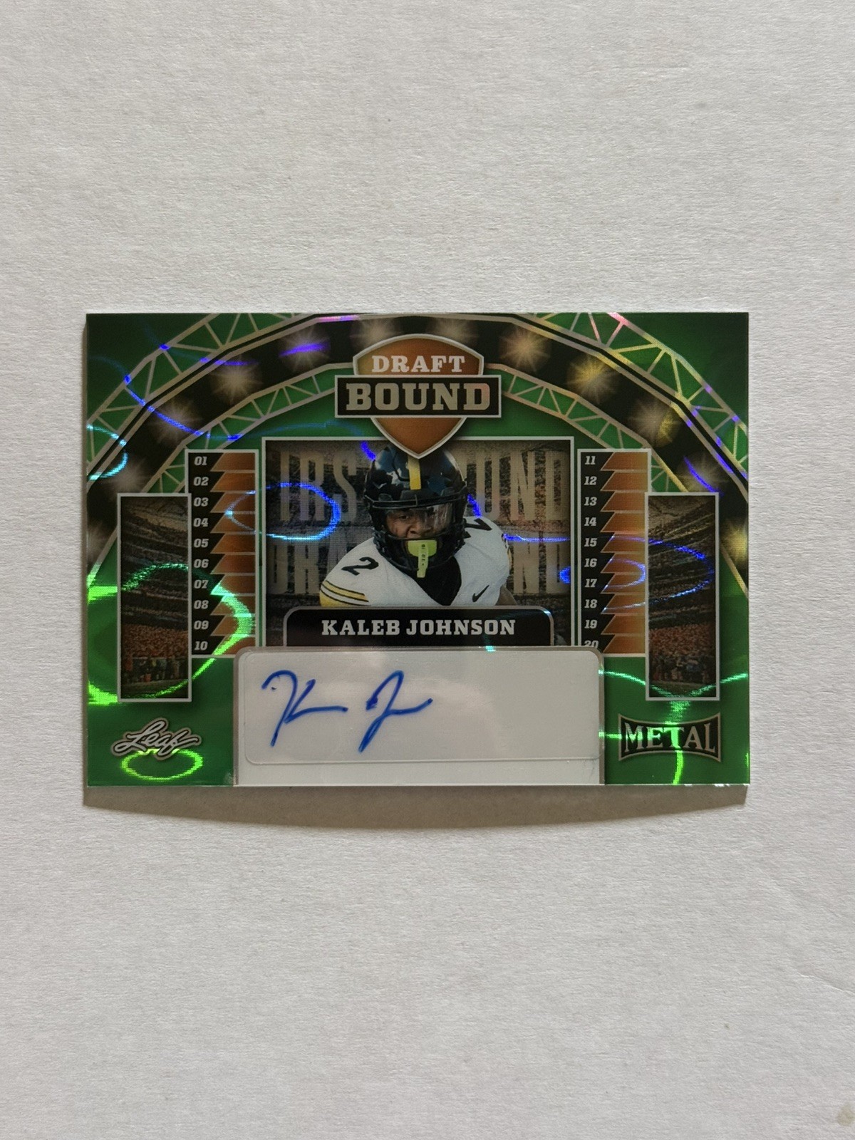 2025 Leaf Metal Kaleb Johnson Crystals Green Auto Autograph #/5 Steelers