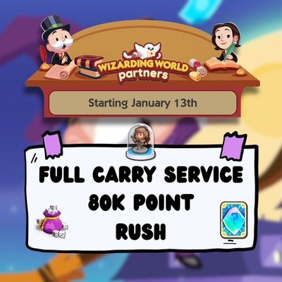 Wizarding Words|Partners Monopoly_go Events_ RUSH_FULL CARRY 80K|CHEAP
