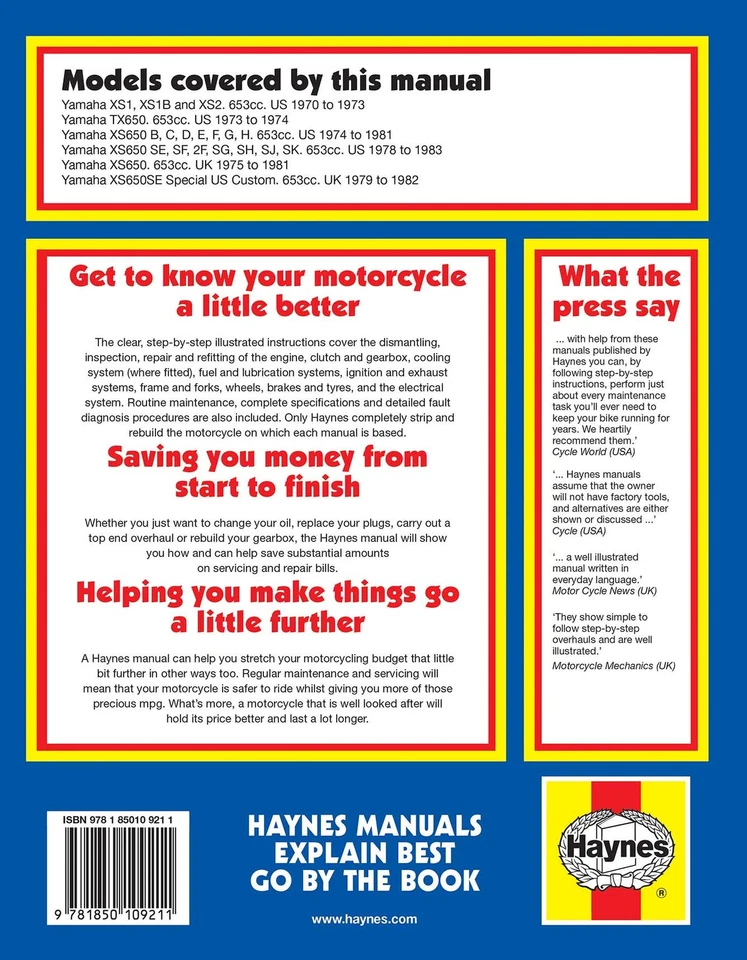 Yamaha 650 Twins (1970-1983) Haynes Repair Manual - Image 2 of 4