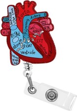 Medical Badge Reel Heart Anatomy Retractable Clip Nurse Doctor ID Holder