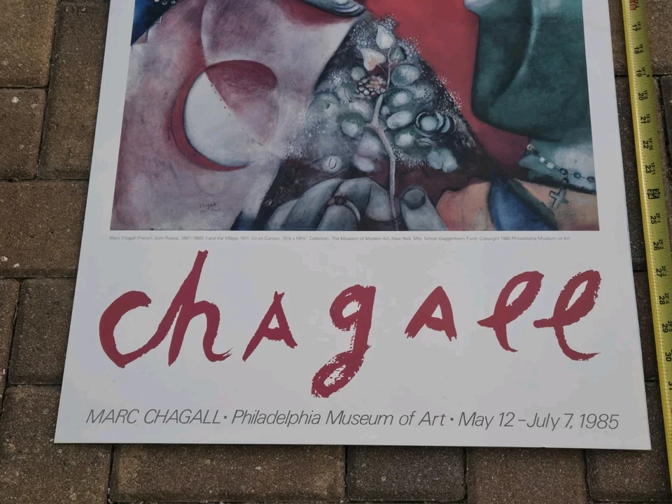 Cartel de la Expo Marc Chagall "Yo y el pueblo" Museo de Arte de Filadelfia 1985 Foto 4 de 4