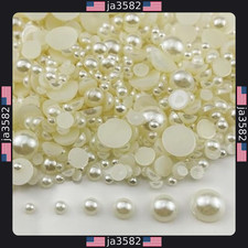 4020pcs Ivory Flatback Half Pearls - Assorted Sizes for Crafts  Jewelry
