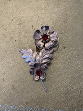 Vintage Kreisler Sterling Silver & Rose Gold Overlay Flower Brooch Large Estate