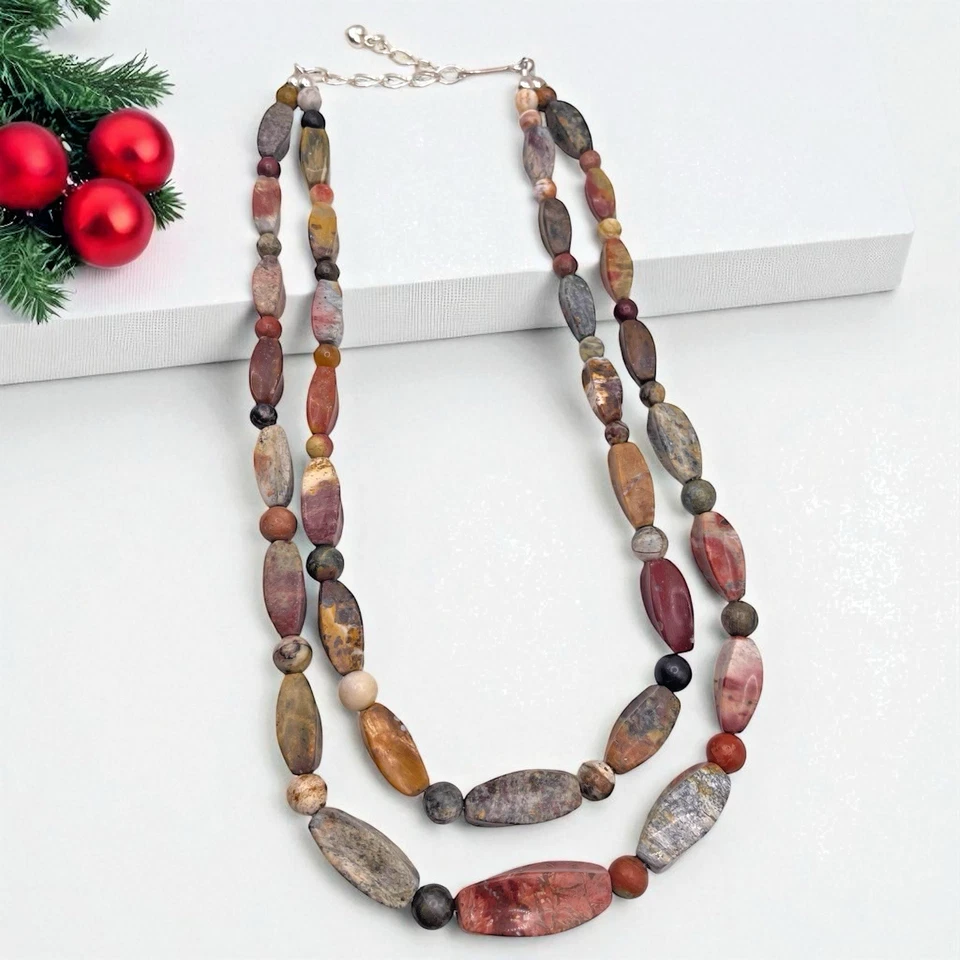 NUEVO Collar Jay King DTR 925 Esterlina Multicolor Jaspe y Ágata 2 Hilos Foto 4 de 4