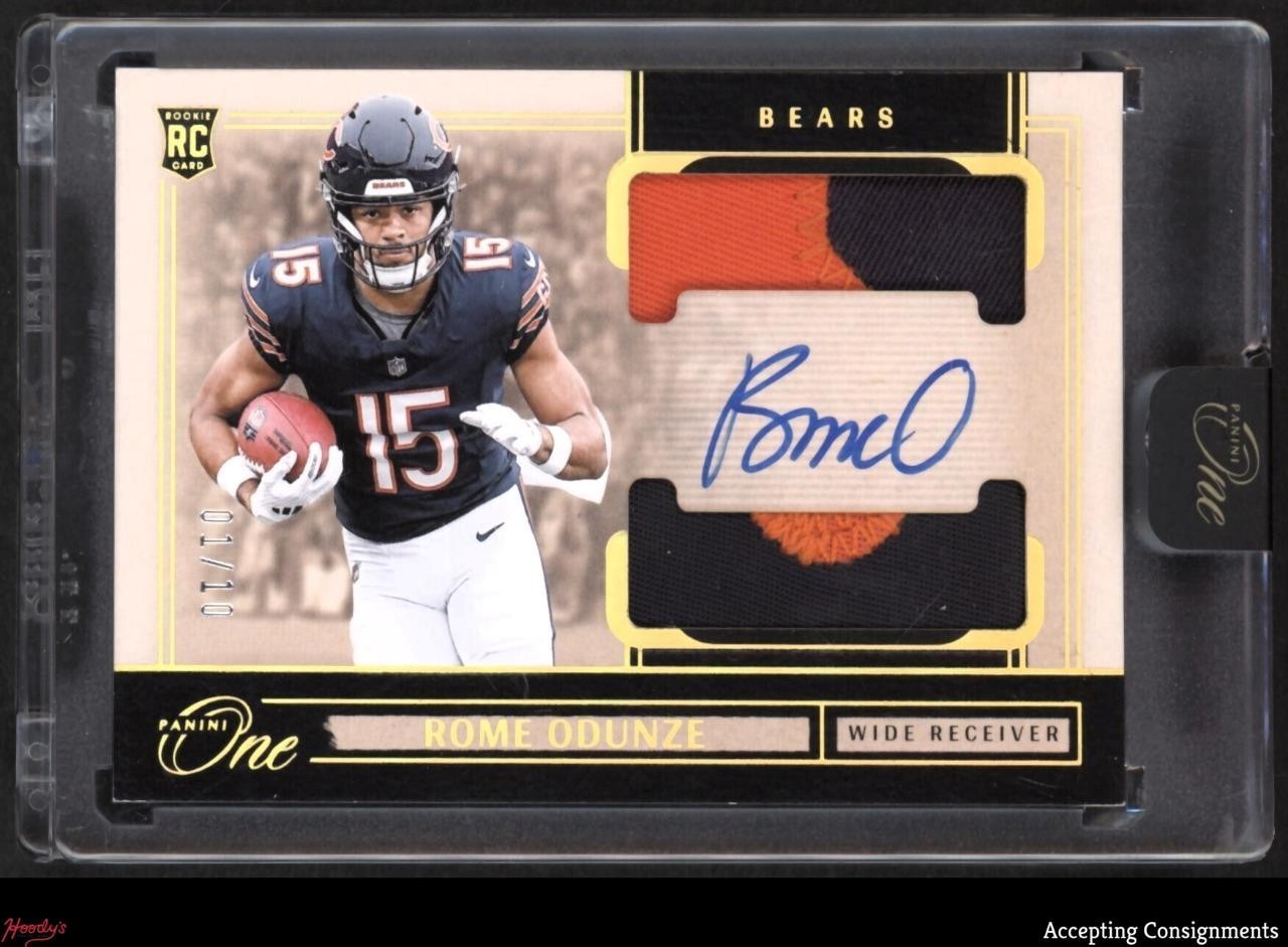 2024 Panini One Gold #34 Rome Odunze RPA Rookie PATCH AUTO RC 01/10