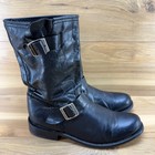 Harley Davidson Biker Mens Boots 10 Black Leather Buckle Mid Calf