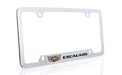 Cadillac Escalade with Crest Brass License Plate Frame with Chrome Finish (4 ...