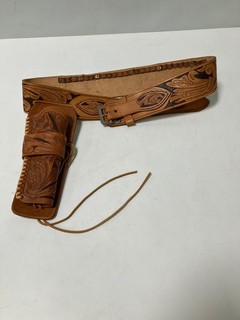 Leather Western Hip Gun Belt Holster Fast Draw Rig READ