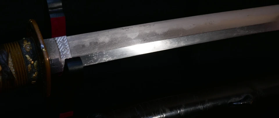 Antiguo Koto Wakizashi 脇差, Raro Namichidori 波千鳥 Onda y Chorlito Pájaro Cobre Tsuba Foto 3 de 4