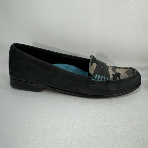 GH Bass Weejuns Women’s Size 9 M Camo Cloth Blue Accents Penny Loafers - 第 6/12 張圖片