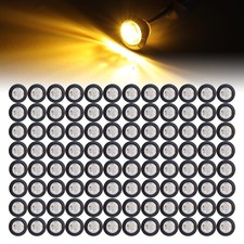 100 Pcs 3/4 Inch Mini Round Clear Lens Amber LED Bullet Shape Side Marker Lig...