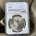 1923  Peace Silver Dollar NGC MS63