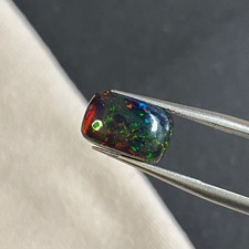 2.1ct Ethiopian Black Opal 11x7mm Natural Multi Colour Fire