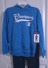 Champion Boys Size 10 Hoodie Jogger Pants 2-Piece Set Blue/Navy NWT