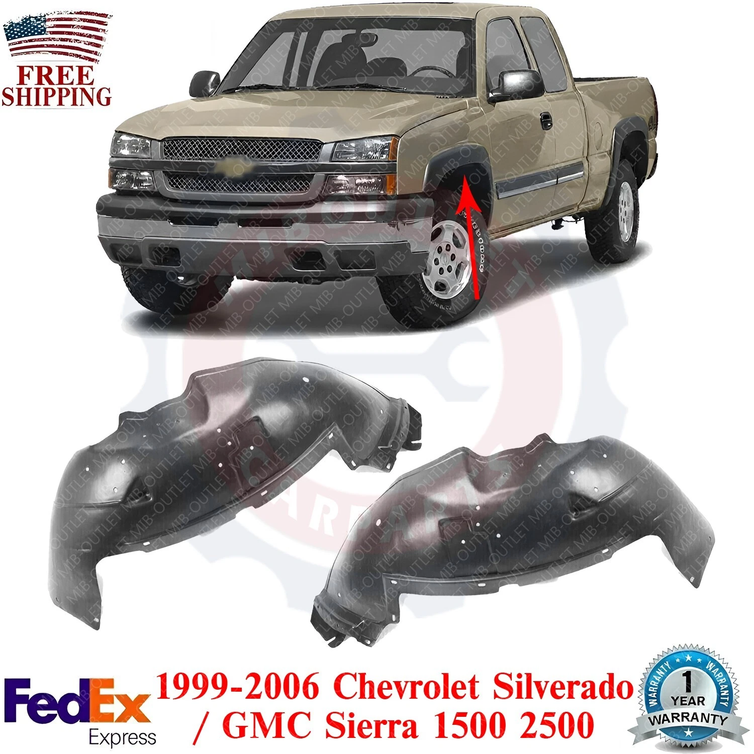 Front Inner Fender Splash Shield Set For Ford F-150 – Left & Right Liners (Pair)
