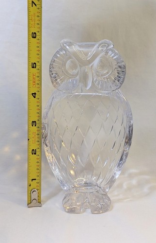 Bayel Owl Clear Cut Crystal Ashtray Vintage French Dish Pipe Stand Glass Signed - Picture 11 of 13