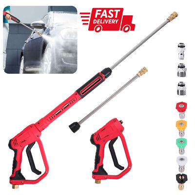 #ad 4000PSI High Pressure Power Washer Spray Gun Wand Lance Nozzle Tips Hose Kit M22 $27.98