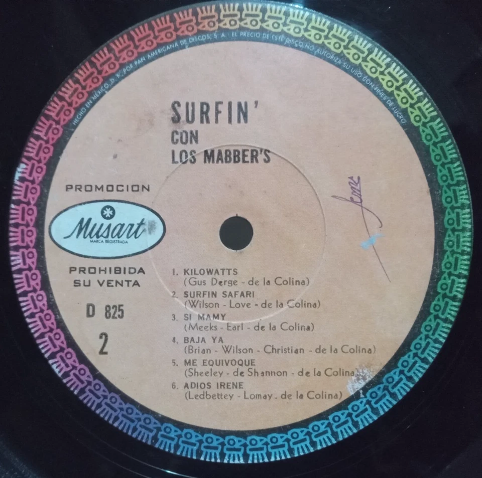 LOS MABBER'S RARE MEXICAN SURF GARAGE PROMO LP 1963 BEACH BOYS - Image 3 of 4