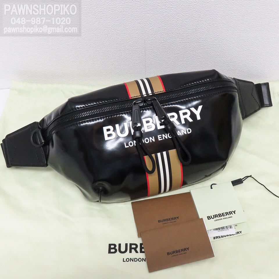Burberry SONNY Coated Canvas Body Bag Waist Bag 80300181 Black Quality Iko