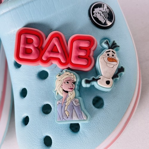 Crocs Kids Classic Light Blue and PInk Crocband Frozen 6 Jibbitz Charms C 10 - Picture 4 of 12