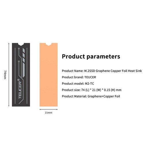 M.2 2280 SSD Cooling Sticker Dual-Layer Graphene Heat Sink And Copper Foil Desig - Photo 4/12