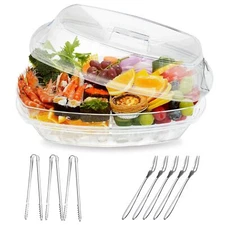 Ice Serving Tray 15.1" Chilled Serving Tray 3 Layers Chilled Veggie Tray with...