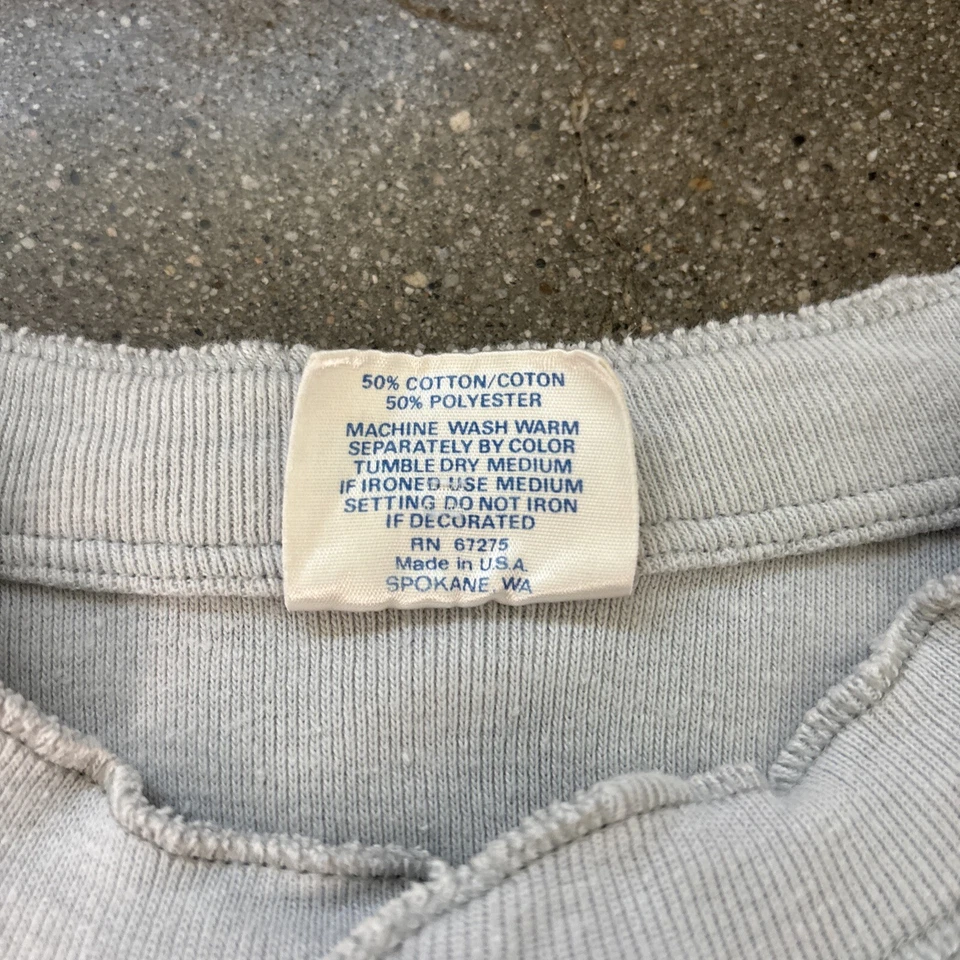 Camiseta Henley Vintage Búfalo Manga Larga Hombre Talla Grande Gráfico Águila RARA Foto 4 de 4